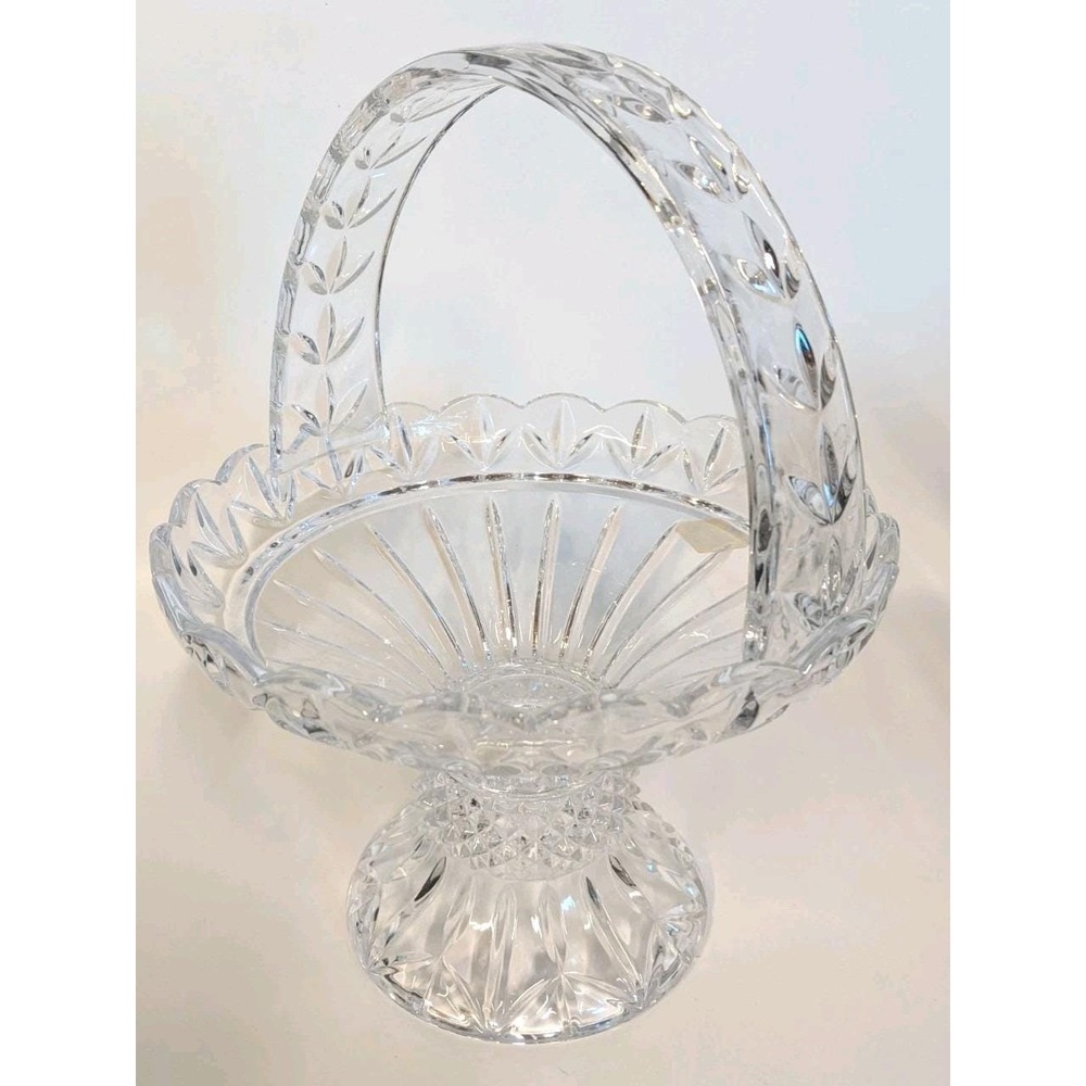 Vintage Shannon Godinger Arbela Crystal Glass Handled Basket